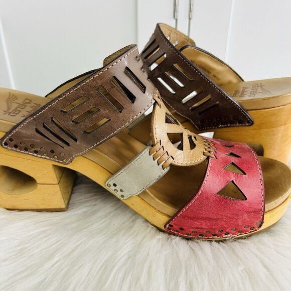 DANSKO Oralee Earthy Leather Handcrafted Wooden Heel Boho Clogs Sandals EU39 US8 - Picture 4 of 10